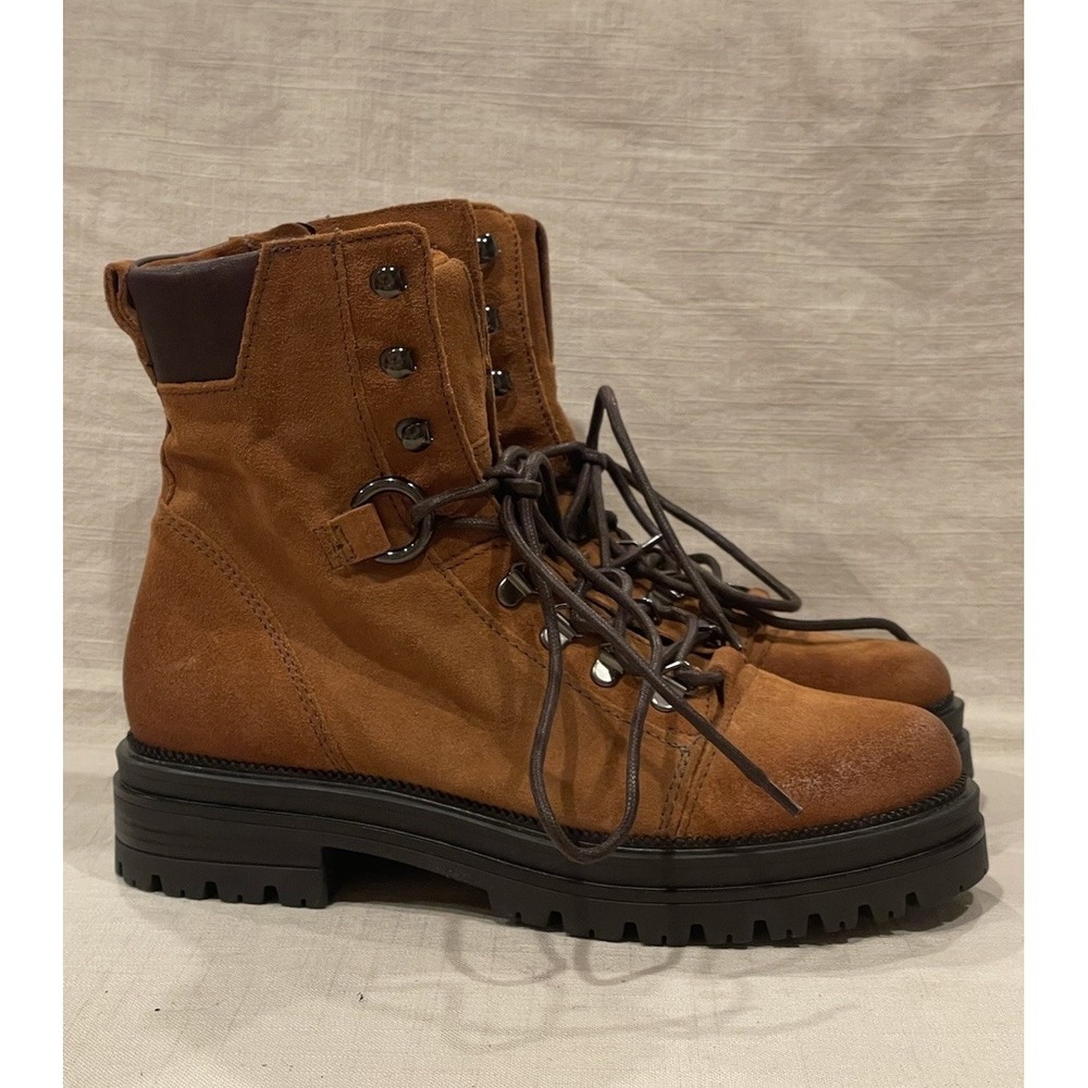 Miz Mooz Dunn Honey Suede Leather Lace Up Boots Utilitarian Combat Size 39‎